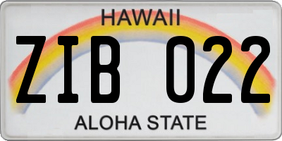HI license plate ZIB022