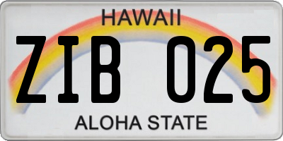 HI license plate ZIB025