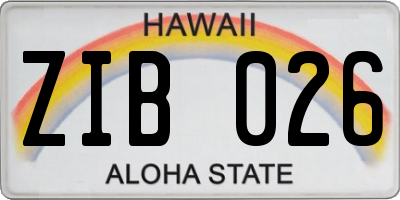 HI license plate ZIB026