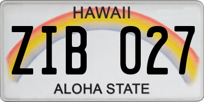HI license plate ZIB027