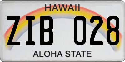 HI license plate ZIB028