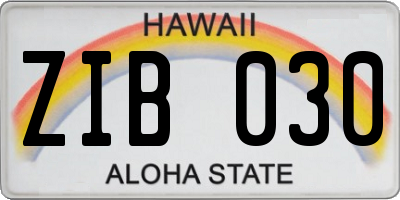 HI license plate ZIB030