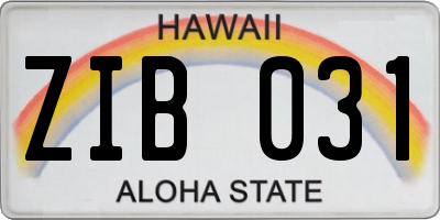 HI license plate ZIB031