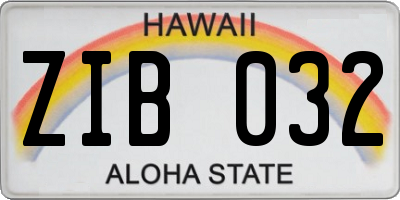 HI license plate ZIB032