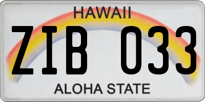 HI license plate ZIB033