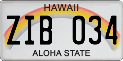 HI license plate ZIB034
