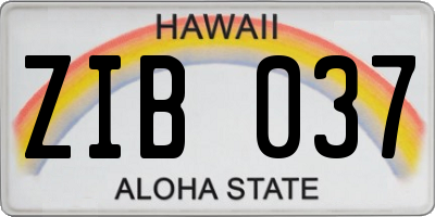 HI license plate ZIB037