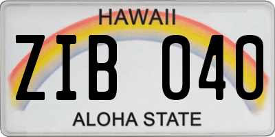 HI license plate ZIB040