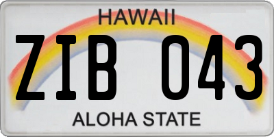 HI license plate ZIB043