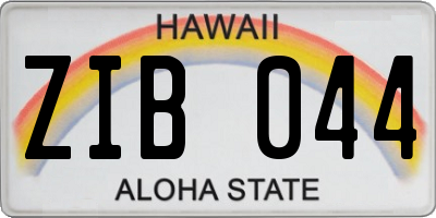HI license plate ZIB044