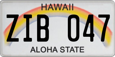 HI license plate ZIB047