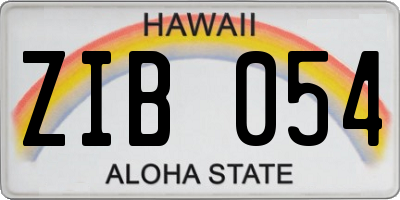 HI license plate ZIB054