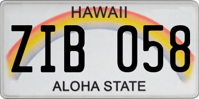 HI license plate ZIB058