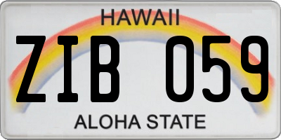 HI license plate ZIB059