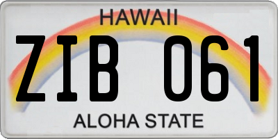 HI license plate ZIB061