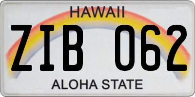 HI license plate ZIB062