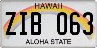 HI license plate ZIB063