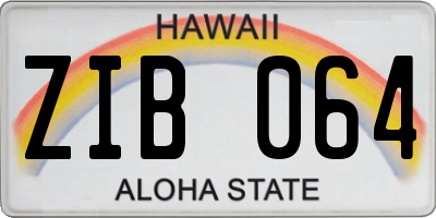 HI license plate ZIB064