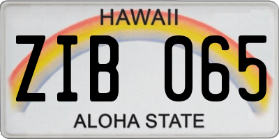 HI license plate ZIB065