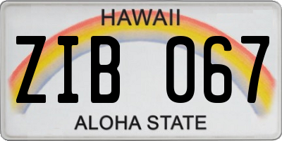 HI license plate ZIB067