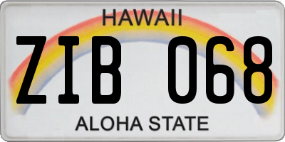 HI license plate ZIB068