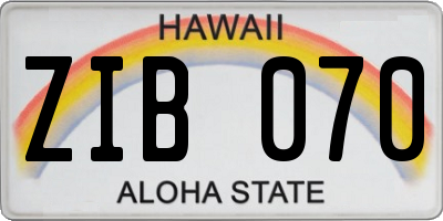 HI license plate ZIB070