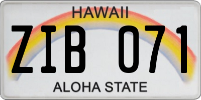 HI license plate ZIB071