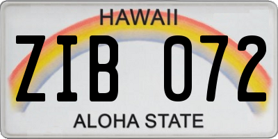 HI license plate ZIB072