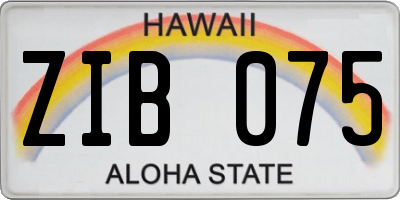 HI license plate ZIB075