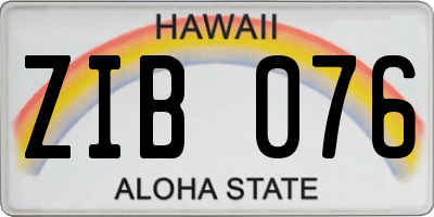 HI license plate ZIB076