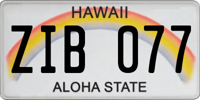 HI license plate ZIB077