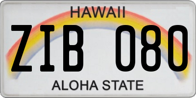 HI license plate ZIB080