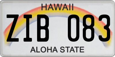 HI license plate ZIB083