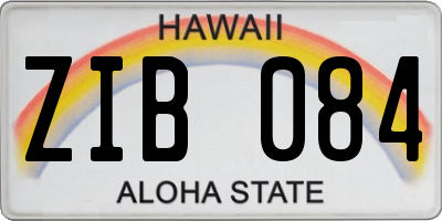 HI license plate ZIB084