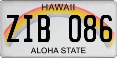 HI license plate ZIB086