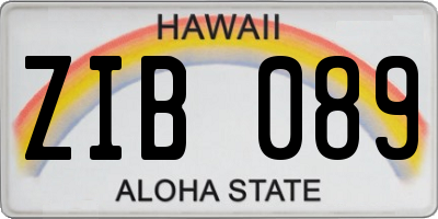 HI license plate ZIB089
