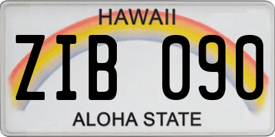 HI license plate ZIB090