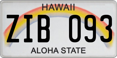 HI license plate ZIB093