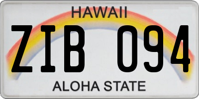 HI license plate ZIB094