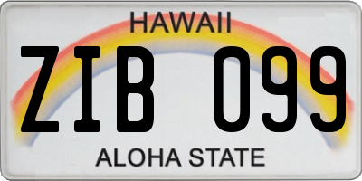 HI license plate ZIB099