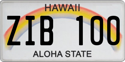HI license plate ZIB100