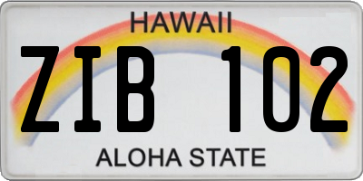 HI license plate ZIB102