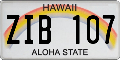 HI license plate ZIB107