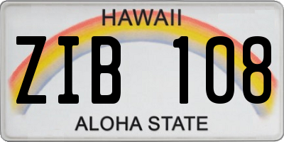 HI license plate ZIB108