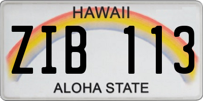 HI license plate ZIB113
