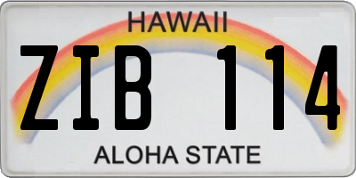 HI license plate ZIB114
