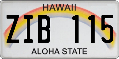 HI license plate ZIB115