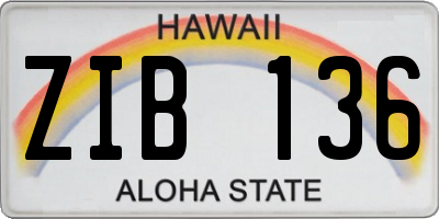 HI license plate ZIB136