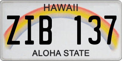 HI license plate ZIB137