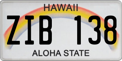 HI license plate ZIB138